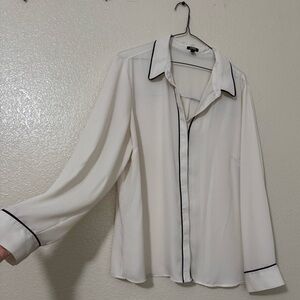 Express portifino White dress Shirt with Black Accents